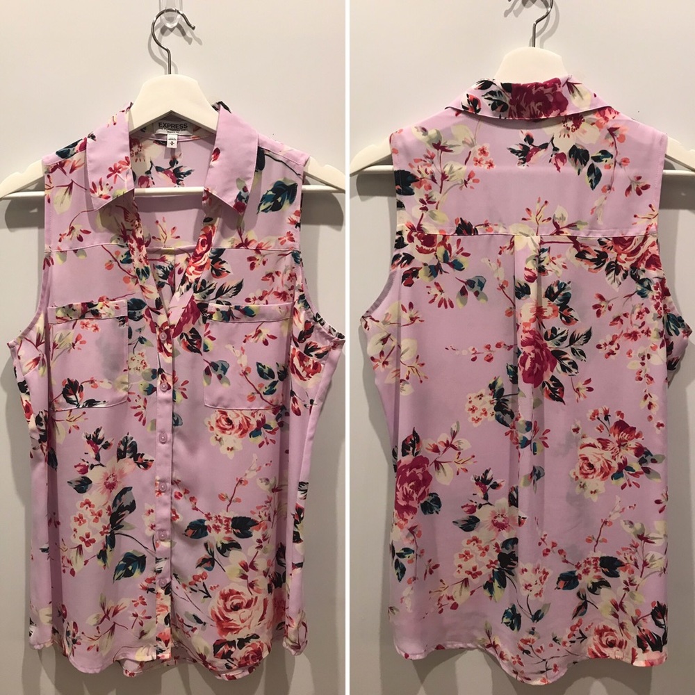 Express Pink Floral Portofino Shirt